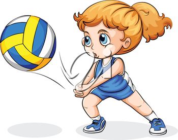 Illustration Of A Girl Playing Volleyball On A White Background More