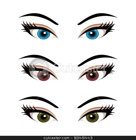 Eyes Isolated  3  Stock Vector Clipart Illustration Set Female Eyes