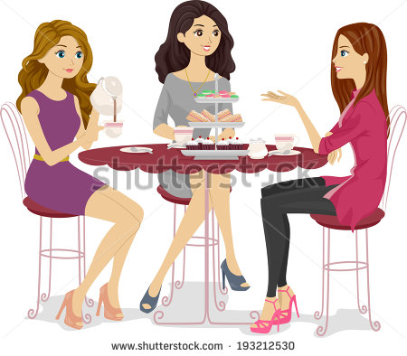 Illustration Of A Group Of Friends Having A Tea Party   Stock Vector