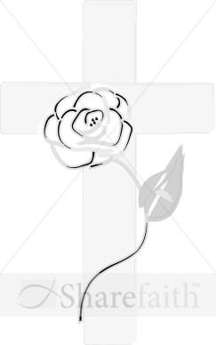 Subtle Gray Cross And Rose   Cross Clipart