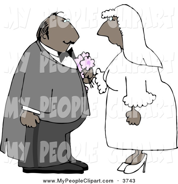 Clip Art Of A Black Male And Female Couple Getting Married On White By    