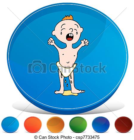 Clipart Vector Of Leaking Wet Diaper Gemstone Button Set   An Image Of