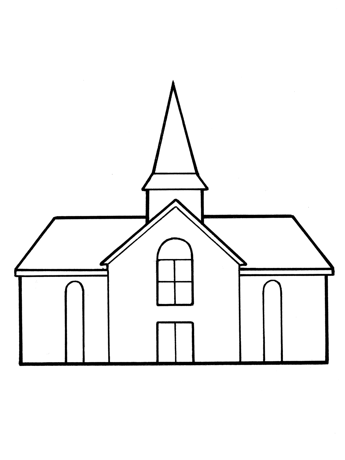 Coloring Page  Basic Meetinghouse Or Kids Reading In Front Of A Church