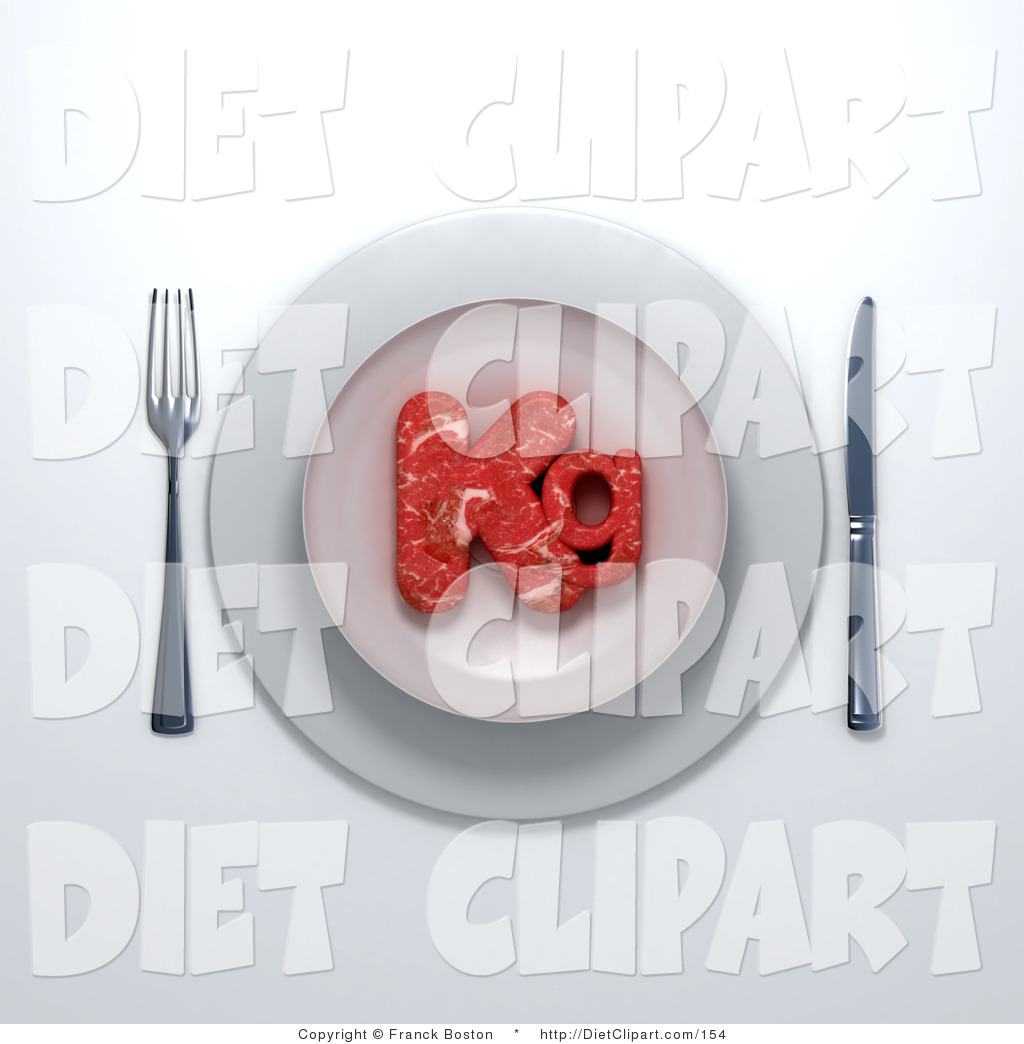 Larger Preview  Diet Clip Art Of A 3d Place Setting Of Red Meat Beef