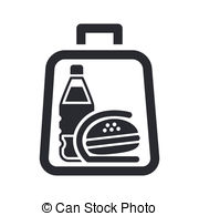 Single Isolated Icon Depicting A Sandwich And Drink In A Bag Drawing