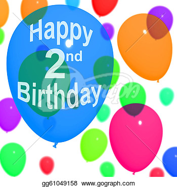 Clip Art   Multicolored Balloons Are For Celebrating A 2nd Or Second