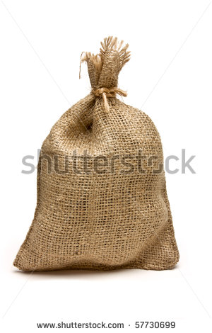Hessian Sack Tied With String From Low Perspective Isolated Against    