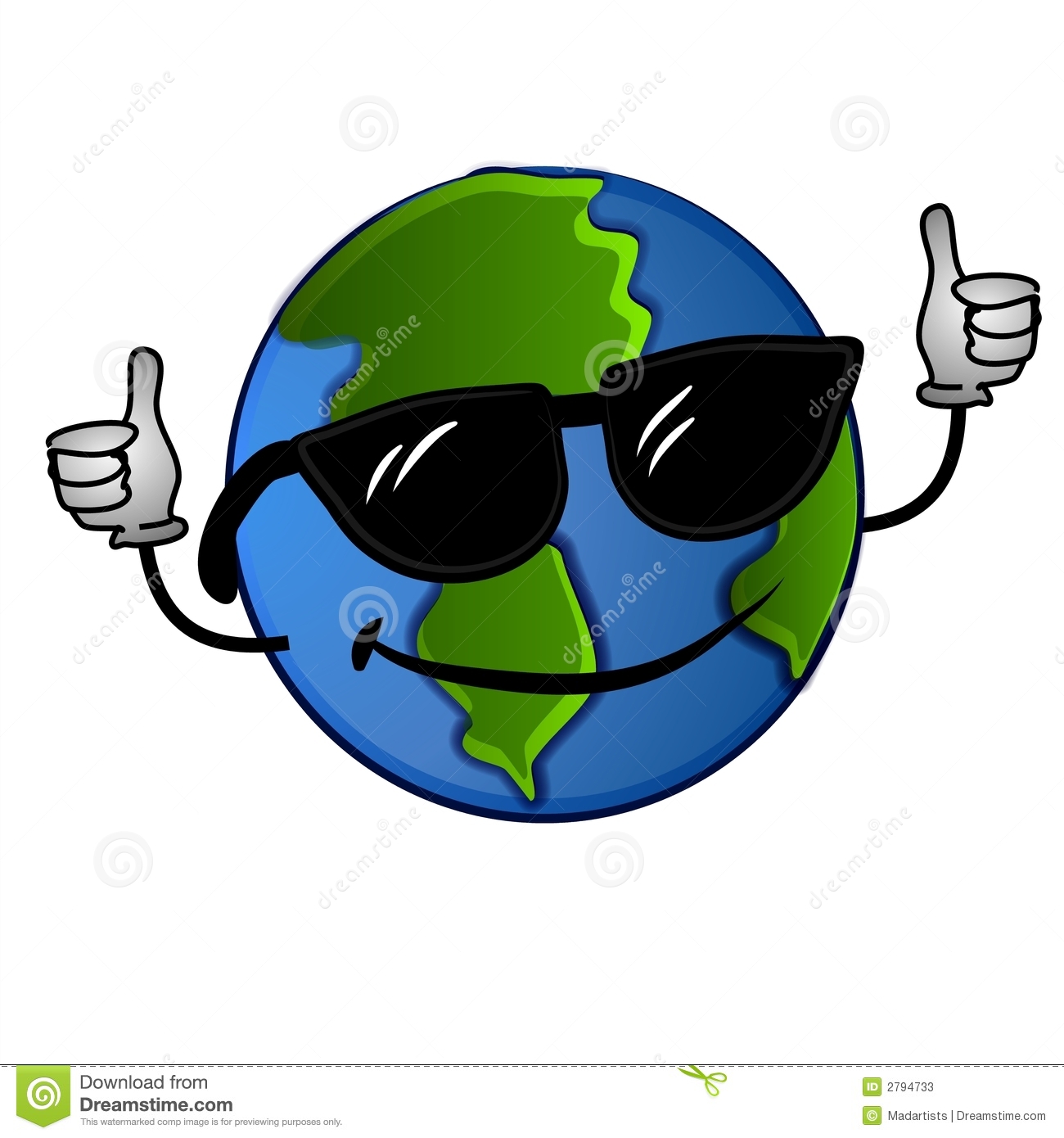 Clip Art Illustration Of A Cool Looking Planet Earth Wearing