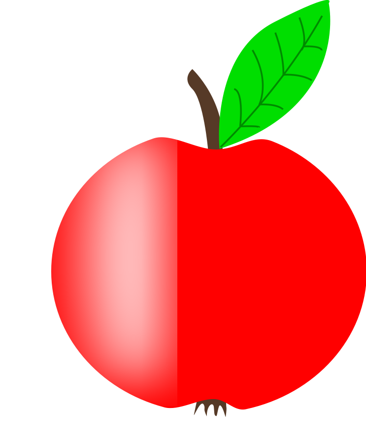Apple Red With A Green Leaf Clip Art