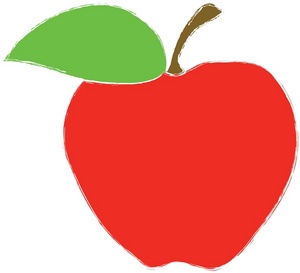 School Clipart Image   Clip Art Image Of A Red Apple With A Green Leaf