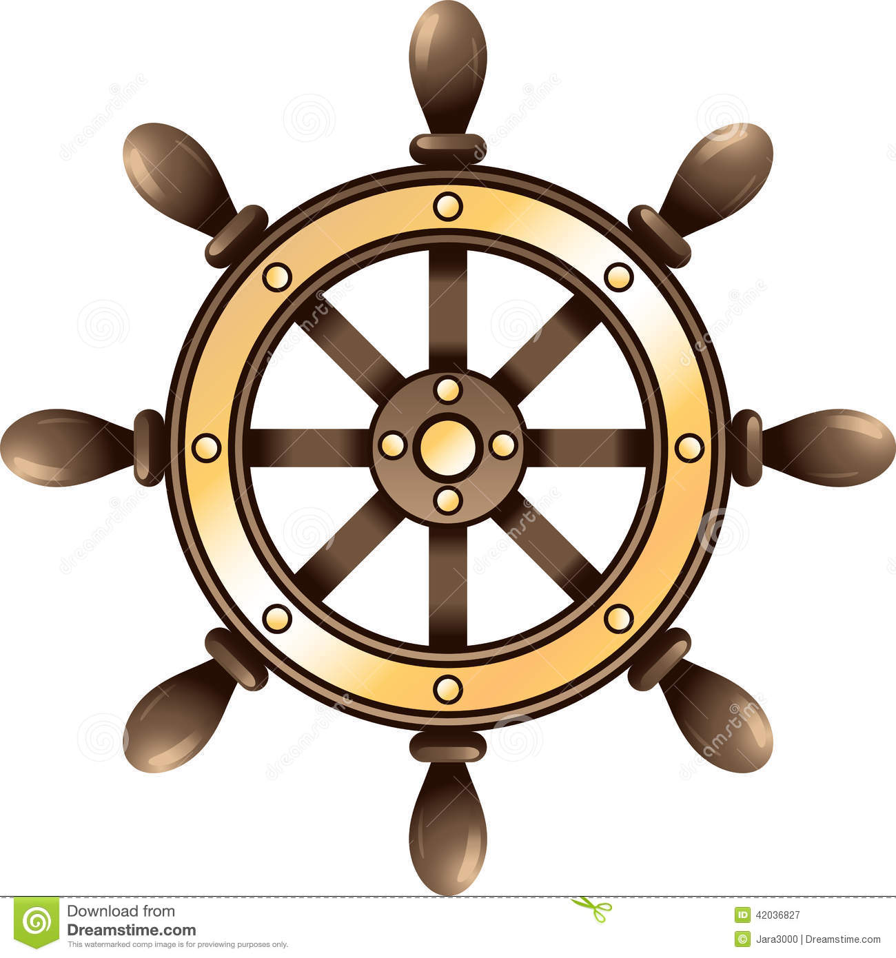 Ship Steering Wheel  Vector Illustration On White Background