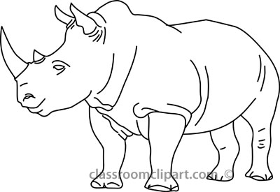 Animals   Rhinoceros 04a Outline   Classroom Clipart