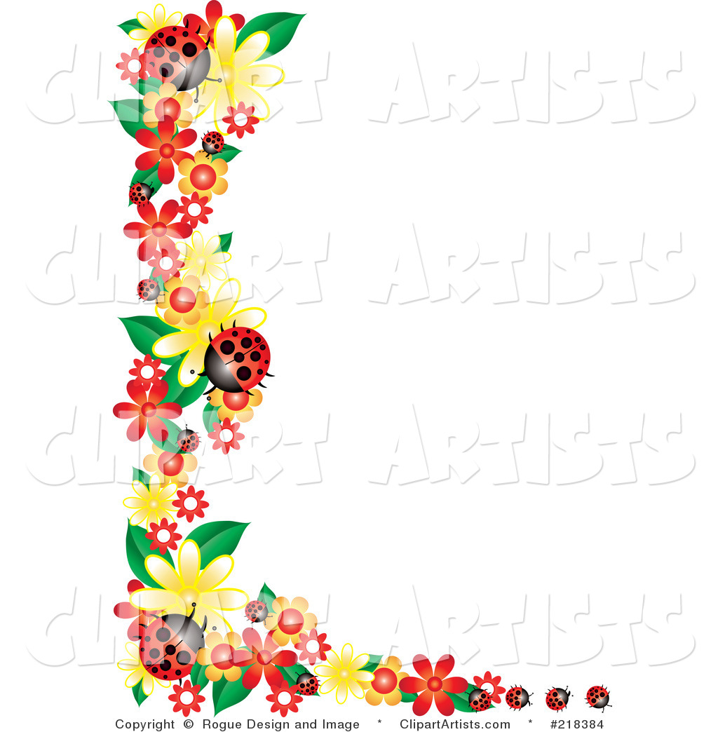 Ladybugs Clipart Free Border Beautiful Red Hibiscus Floral Blank White