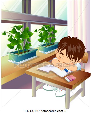 Student Fell Asleep Over Homework  Fotosearch   Search Eps Clipart