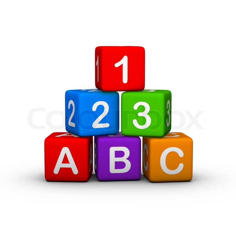 Educational Toy Blocks With Letters And Numbers   Stock Photo