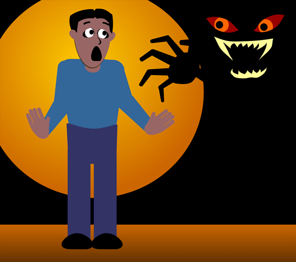 Illustration Of A Guy Afraid Of The Dark On Halloween Night