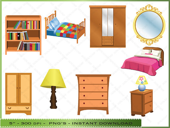 Furniture Clipart   Clip Art Of Bedroom Furniture   Commercial Use