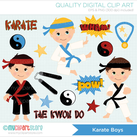 Tae Kwon Do   Karate  Boy  Clip Art   Digital Clipart   Instant