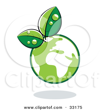 Clipart Illustration Of Organic Leaves Sprouting From A Green Globe By