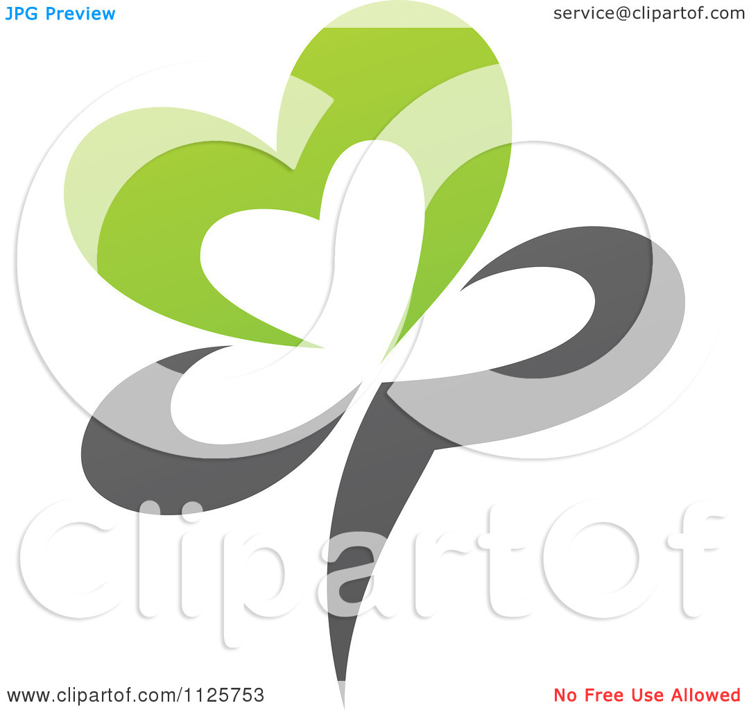 Clipart Of A Green And Gray Organic Heart Flower   Royalty Free Vector