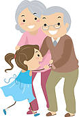 Grandparent Couples With Grandchild Stickman   Clipart Graphic