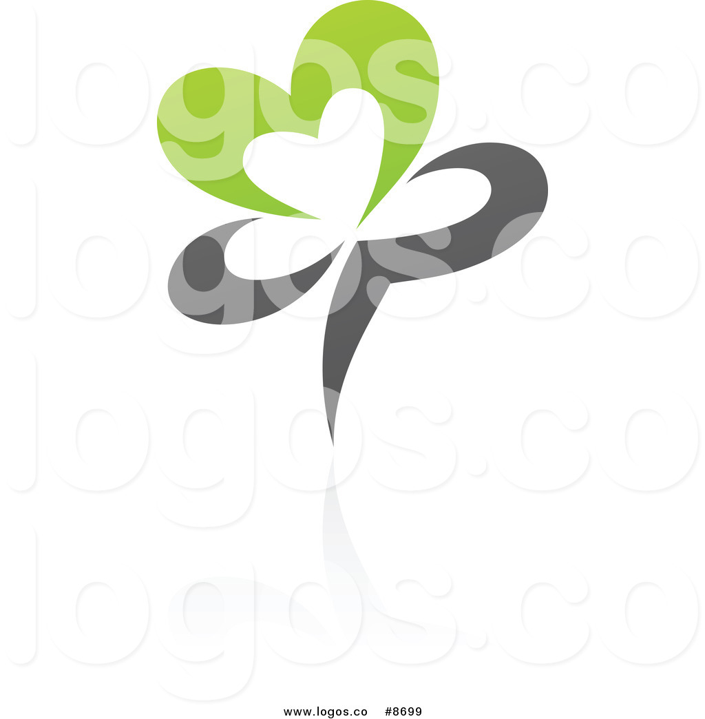 Organic Heart Flower And A Reflection Logo Of A Green And Gray Organic