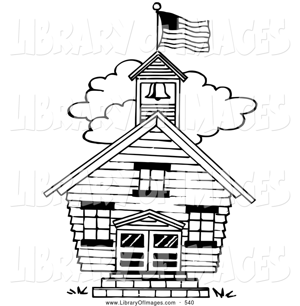 Clip Art Of A Black And White One Room School House By Loopyland