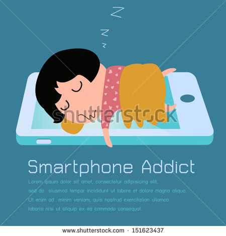 Concept Of Smartphone Addiction  Vector Illustration    Stock Vector
