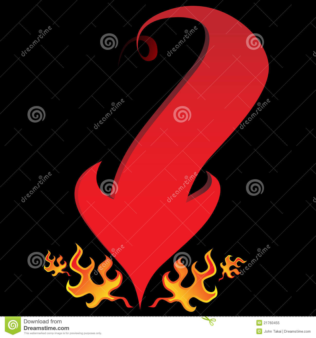 An Image Of An Devil Tail Arrow With Flames On A Black Background