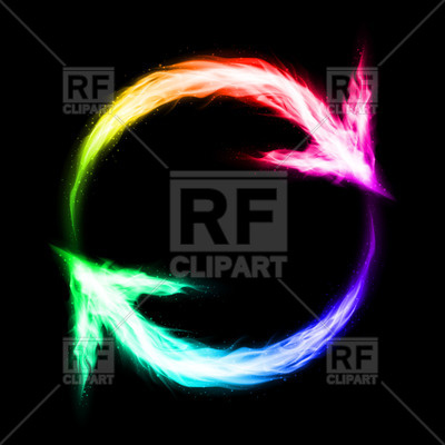 Fire Circular Arrows In Spectrum Colors On Black Background Download