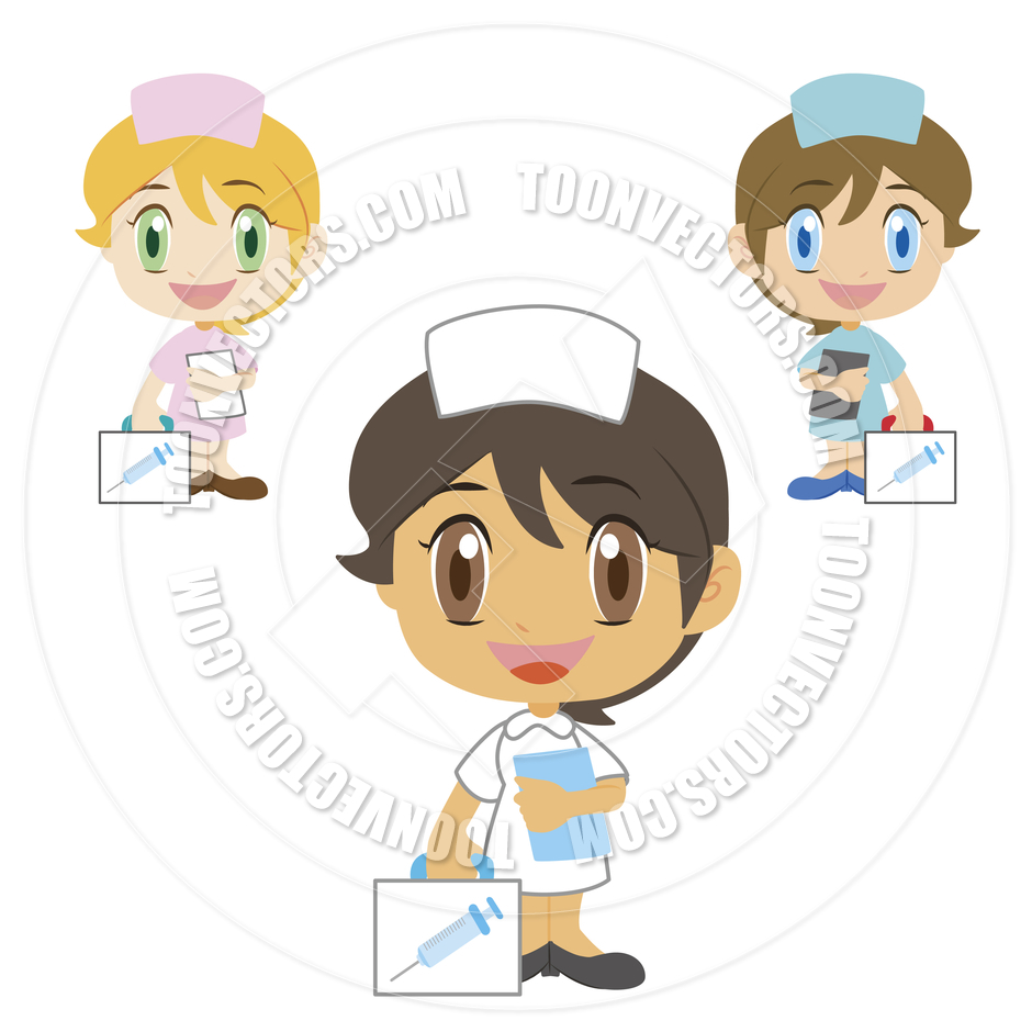 Cartoon Cute Nurses With First Aid Kit By Totallypic Com   Toon