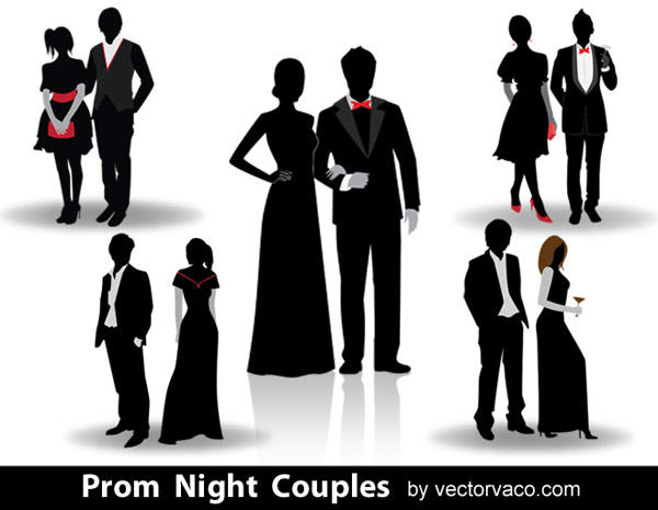 Prom Night Couples Vector Silhouettes   123freevectors