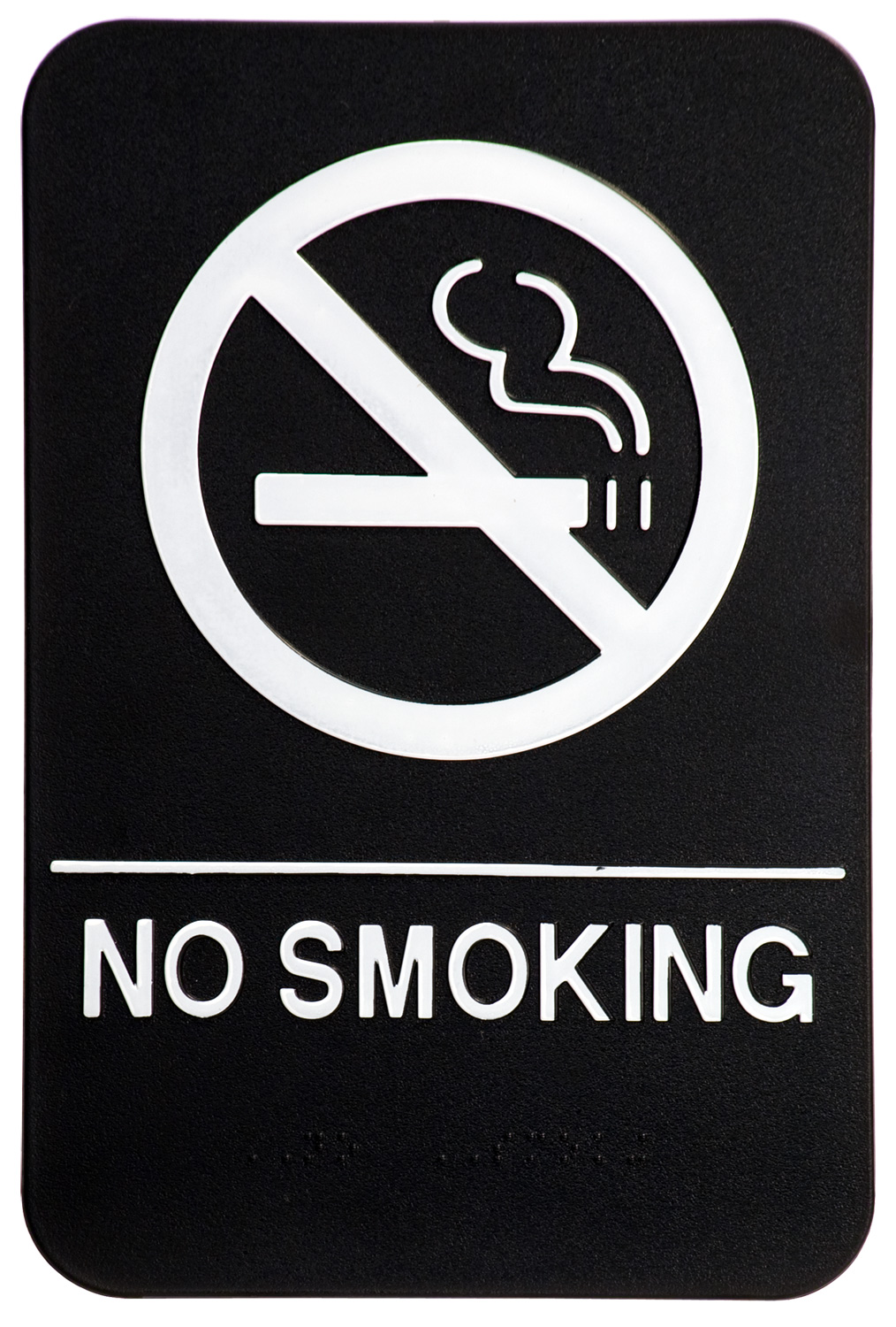 Black Ada  No Smoking  Sign  1 8  Thick  Raised White Text