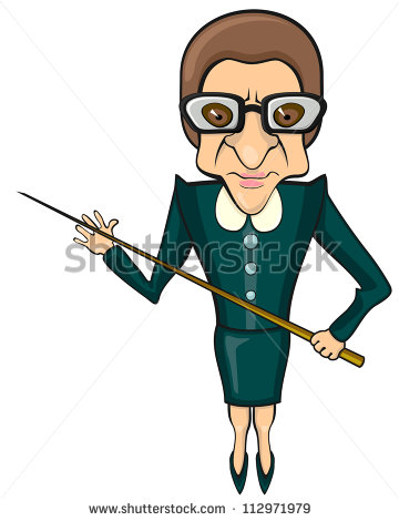 Bad Tempered Female Full Size Teacher With Pointer   Stock Photo