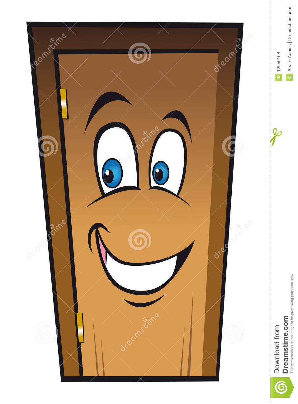 Cartoon Vector Illustration Of A Happy Smiling Door