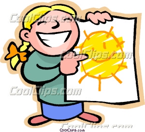 Little Girl With A Happy Sun Drawing