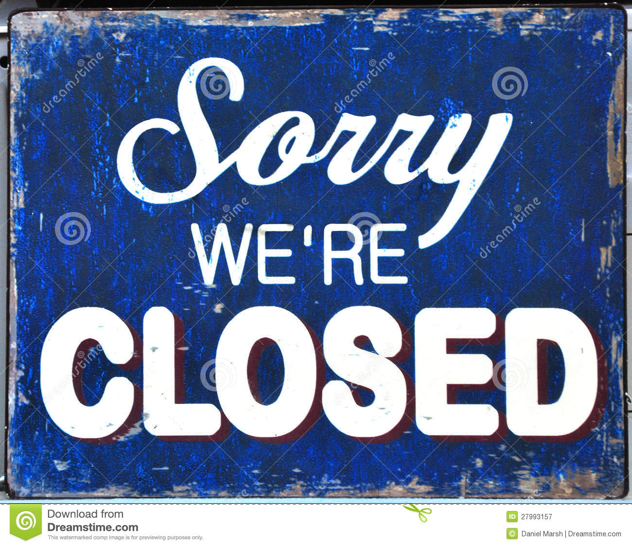 Sorry We Re Closed Sign Royalty Free Stock Photography   Image