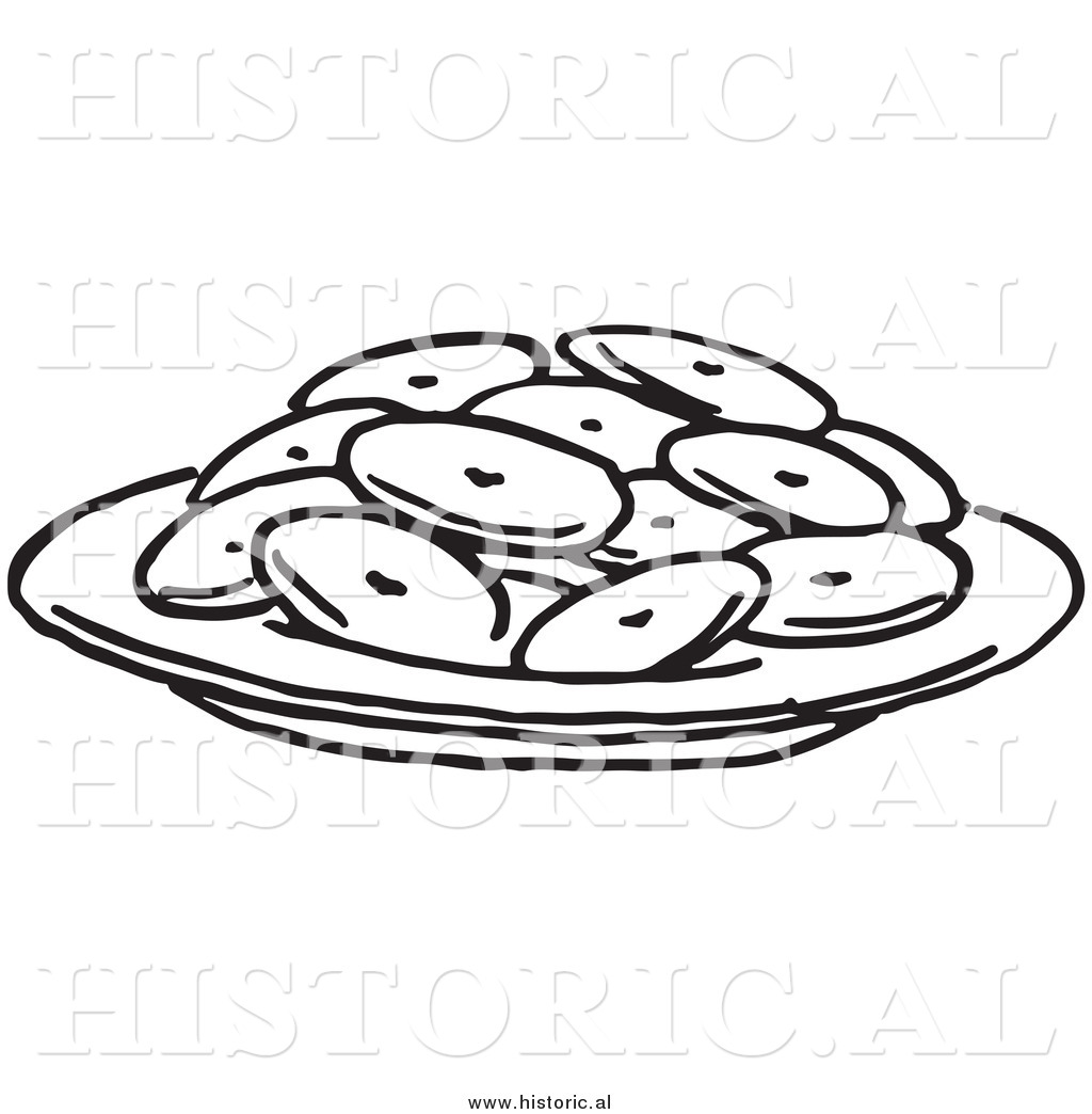 Historical Clipart Of A Plate Full Of Cookies   Black And White