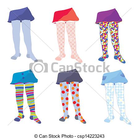 Vector   Children Tights Set With Funny Patterns   Stock Illustration