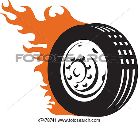 Clipart   Fiery Racing Tire  Fotosearch   Search Clip Art