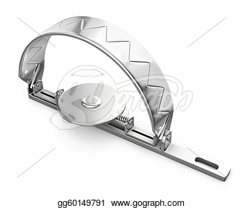 Clipart   Sharp Bear Trap Closed Isolated On White Background  Stock