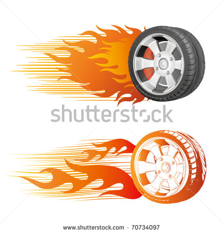 Fiery Racing Tire Stock Vector 70734097   Shutterstock