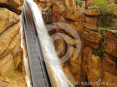 Of A Boat Dropping Into An Artificial Canyon  Chiapas Log Flume Ride