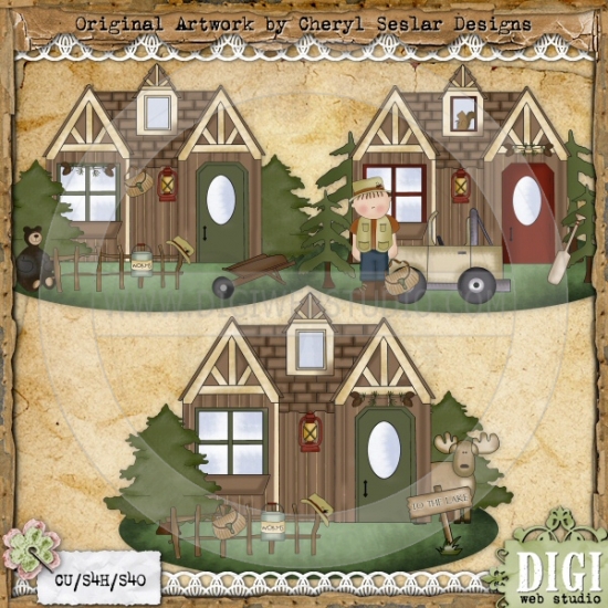 Rustic Lodge 1   Cheryl Seslar Country Clip Art   Digi Web Studio
