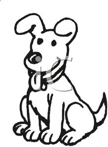 Clipart Black And White Black And White Cartoon Dog With His Tongue