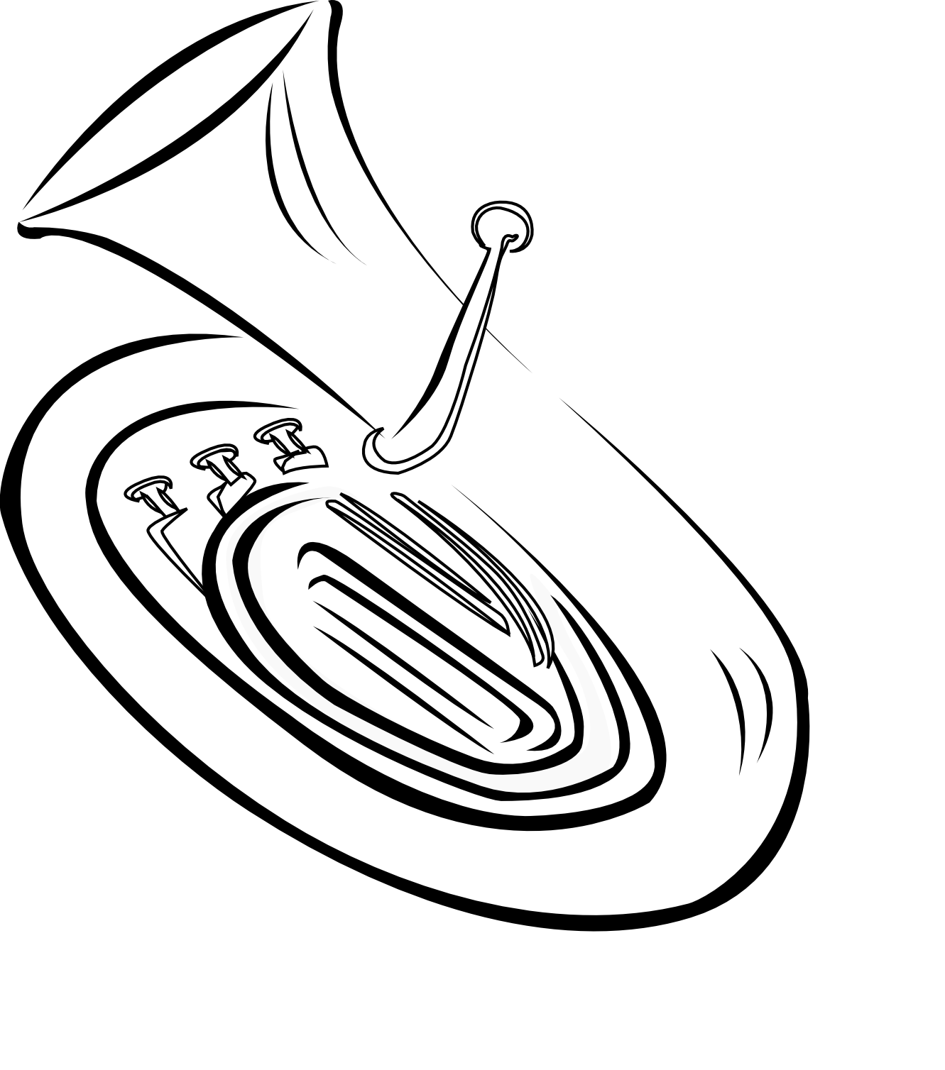French Horn Clipart Black And White Tuba 2 Black White Line