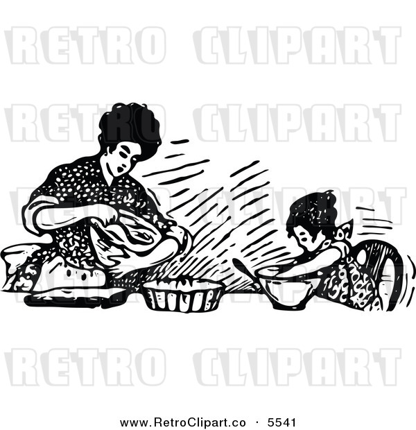 Mother Baking With Her Daughter Retro Clip Art Prawny Vintage