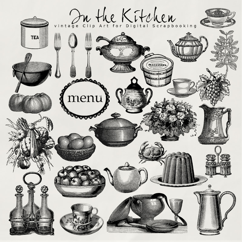 Of Vintage Illustrations In The Nearestore In The Vintage Kitchen