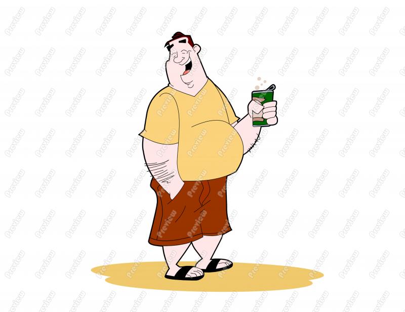 Beach Beer Belly Guy Character Clip Art   Royalty Free Clipart