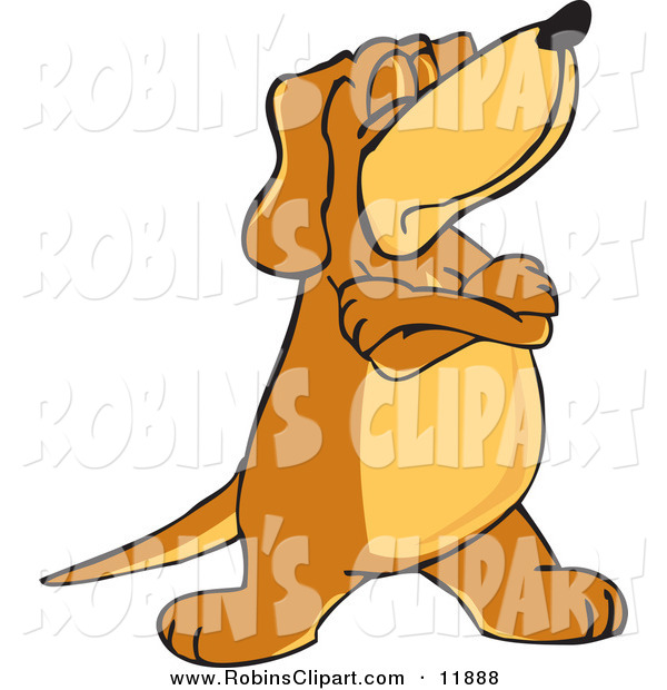 Clip Art Of A Brown Dog Mascot Cartoon Character With Crossed Arms